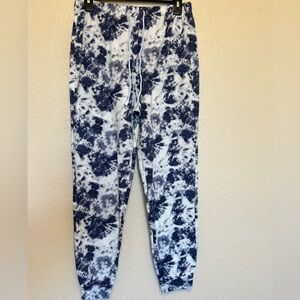 Kikit TieDye Blue White Jogger Pants Pj Soft Pajamas Size Medium